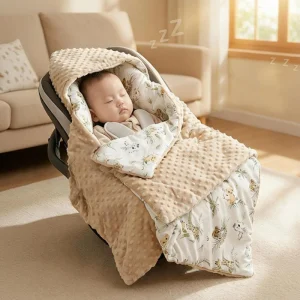 Baby Safety Seat Basket Blanket for Newborn Doudou Fleece Quilt Swaddle Wrap Windproof Hooded Swaddling Blankets Stroller Cover