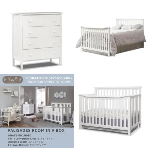 3-Piece Nursery Set: 4-in-1 Convertible Crib, Dresser, Changing Table with Hamper