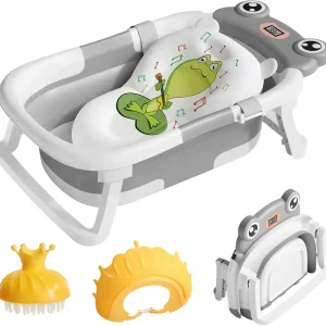 Eco-friendly Baby BathTub with Bath Cushion,Foldable Bathtub Portable