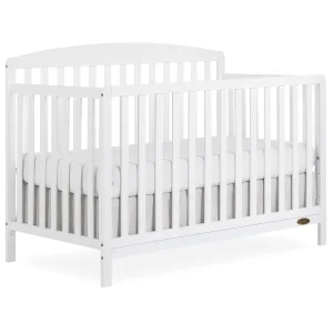 5-in-1 Convertible Full-Size Baby Crib in White, Greenguard Gold & JPMA Certified, Converts to Toddler Bed, Daybed & Full Bed