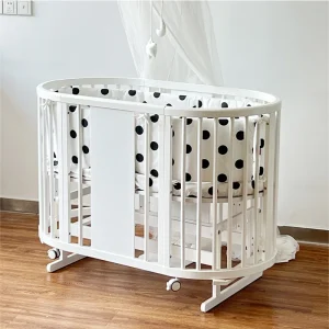 Children Convertible Swing Wooden Cot Sleeping Round Beds Oval Baby Bed for Kids