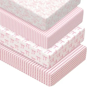 4 Pack Crib Sheets Soft Baby Bed Sheet Set