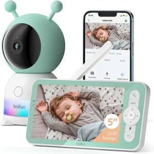 2K 5" Baby Monitor Camera,  360° Rotation with Phone App,